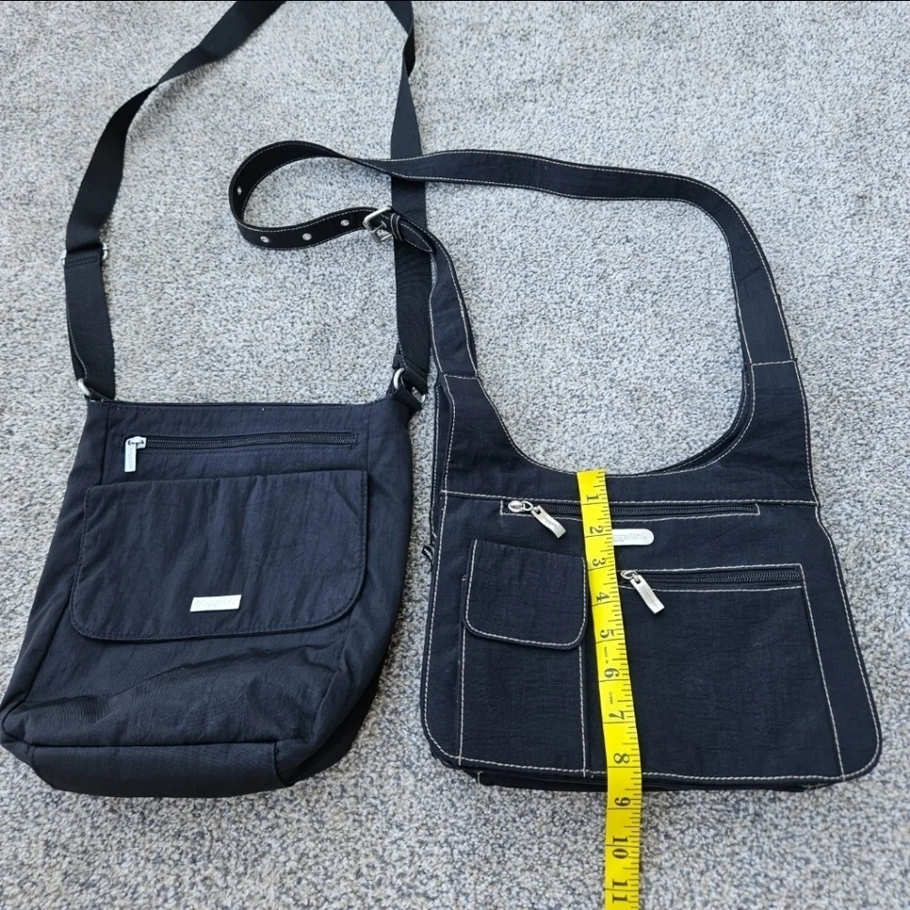 TWO Baggallini Nylon Crossbody Black Shoulder Bags Purse Organizer LOTS POCKETS
